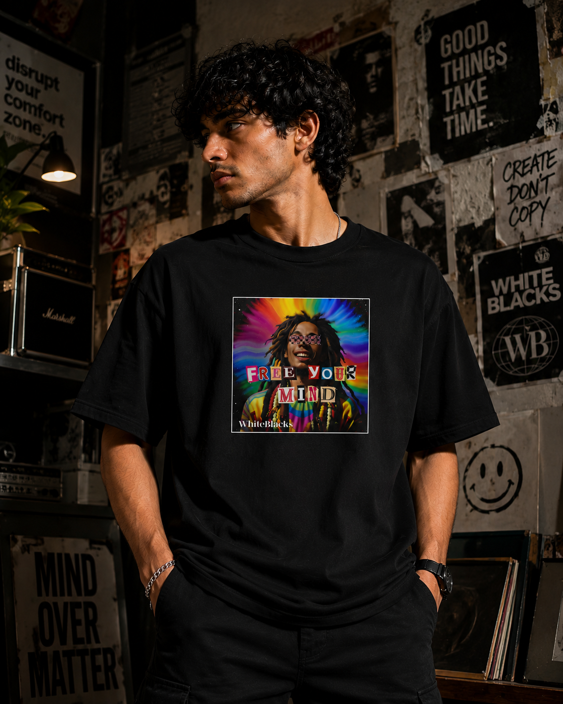 Free Your Mind Color Oversized Graphic T-Shirt