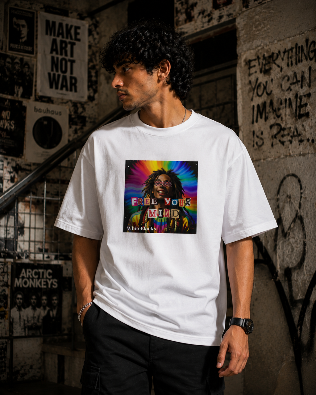 Free Your Mind Color Oversized Graphic T-Shirt