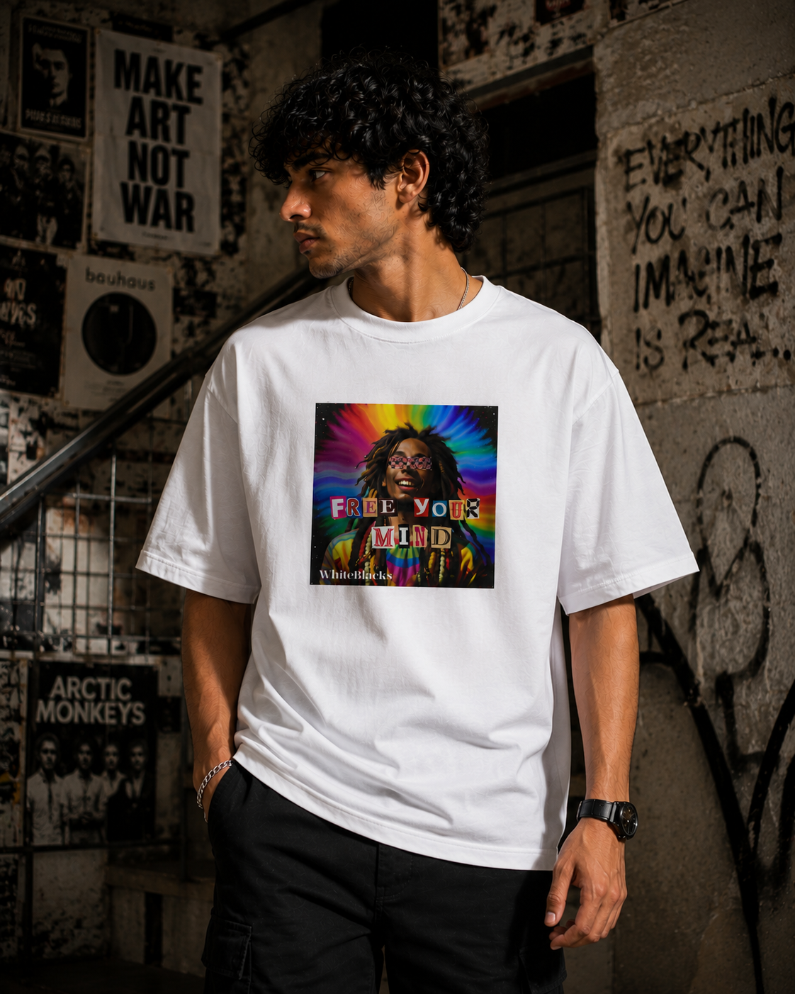 Free Your Mind Color Oversized Graphic T-Shirt