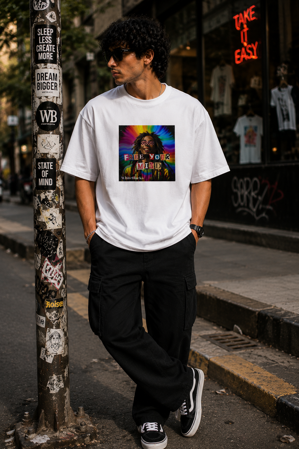 Free Your Mind Color Oversized Graphic T-Shirt
