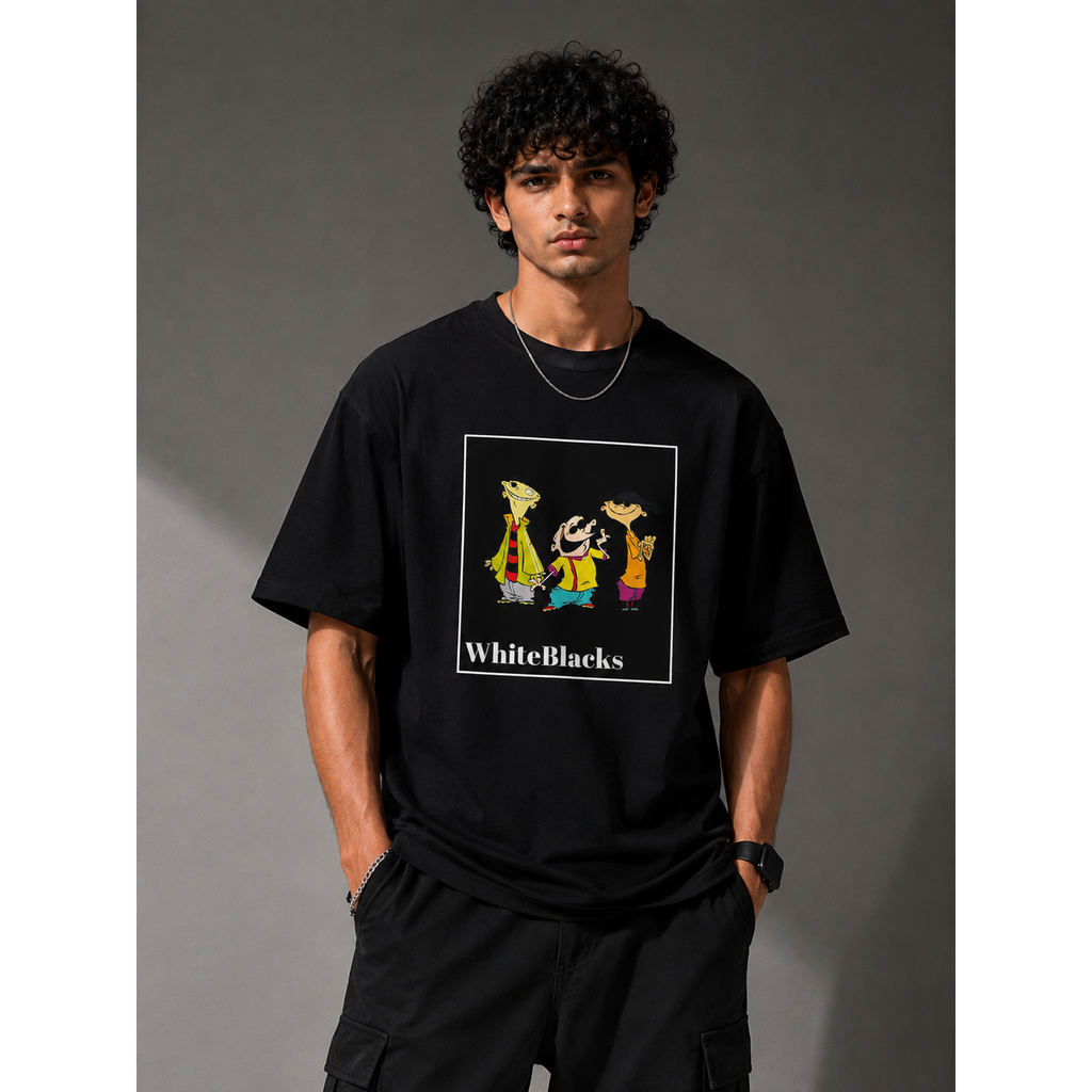 Retro Cartoon Trio Oversized Graphic T-Shirt | WhiteBlacks State of Mind Collection