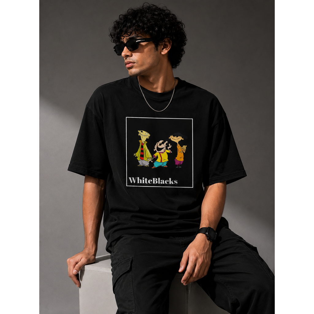 Retro Cartoon Trio Oversized Graphic T-Shirt | WhiteBlacks State of Mind Collection