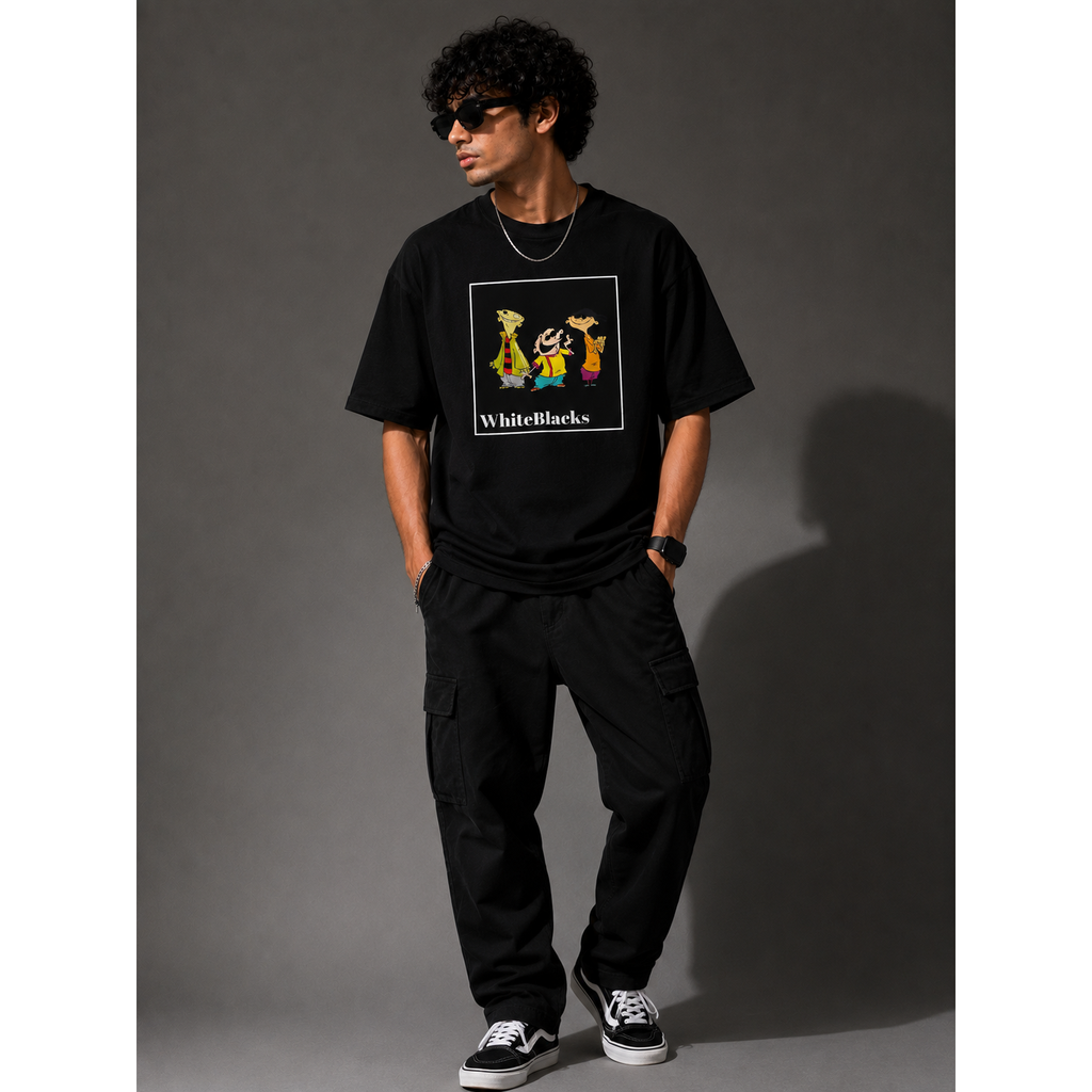 Retro Cartoon Trio Oversized Graphic T-Shirt | WhiteBlacks State of Mind Collection