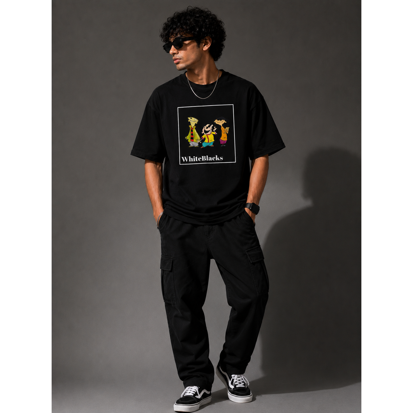 Retro Cartoon Trio Oversized Graphic T-Shirt | WhiteBlacks State of Mind Collection