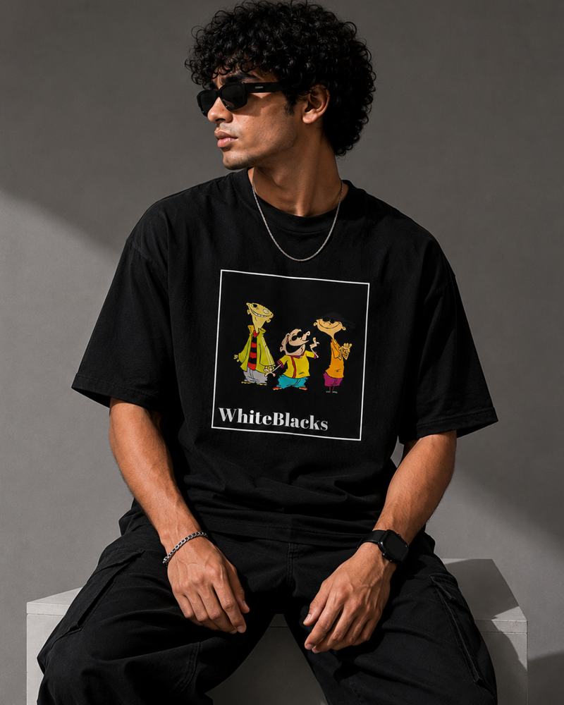 Retro Cartoon Trio Oversized Graphic T-Shirt