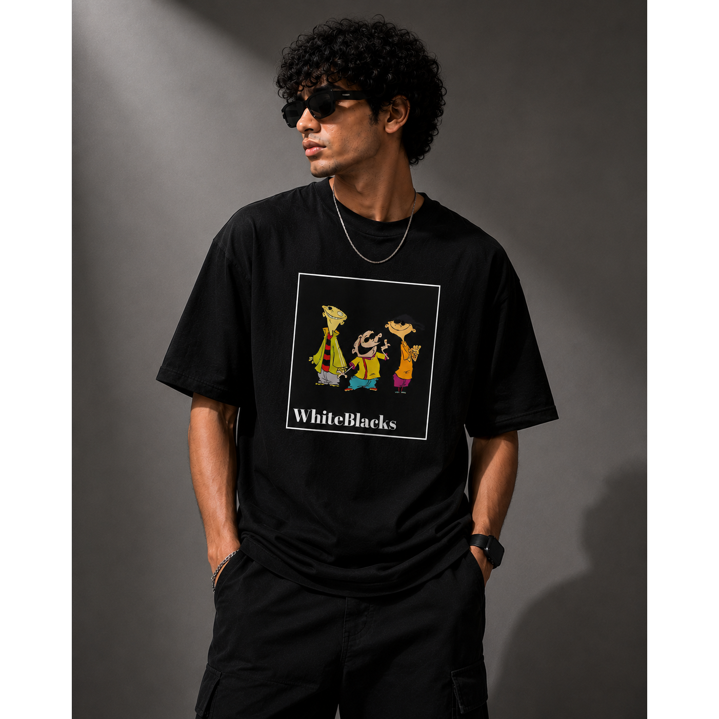 Retro Cartoon Trio Oversized Graphic T-Shirt | WhiteBlacks State of Mind Collection