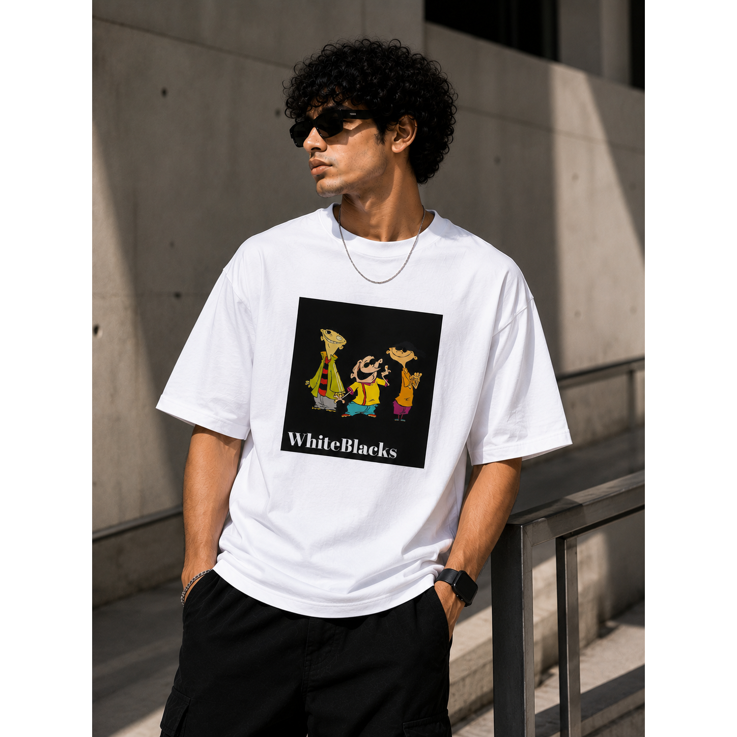 Retro Cartoon Trio Oversized Graphic T-Shirt | WhiteBlacks State of Mind Collection