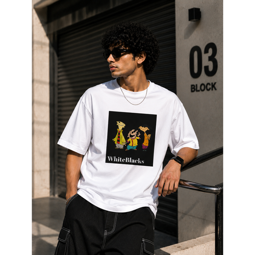 Retro Cartoon Trio Oversized Graphic T-Shirt | WhiteBlacks State of Mind Collection