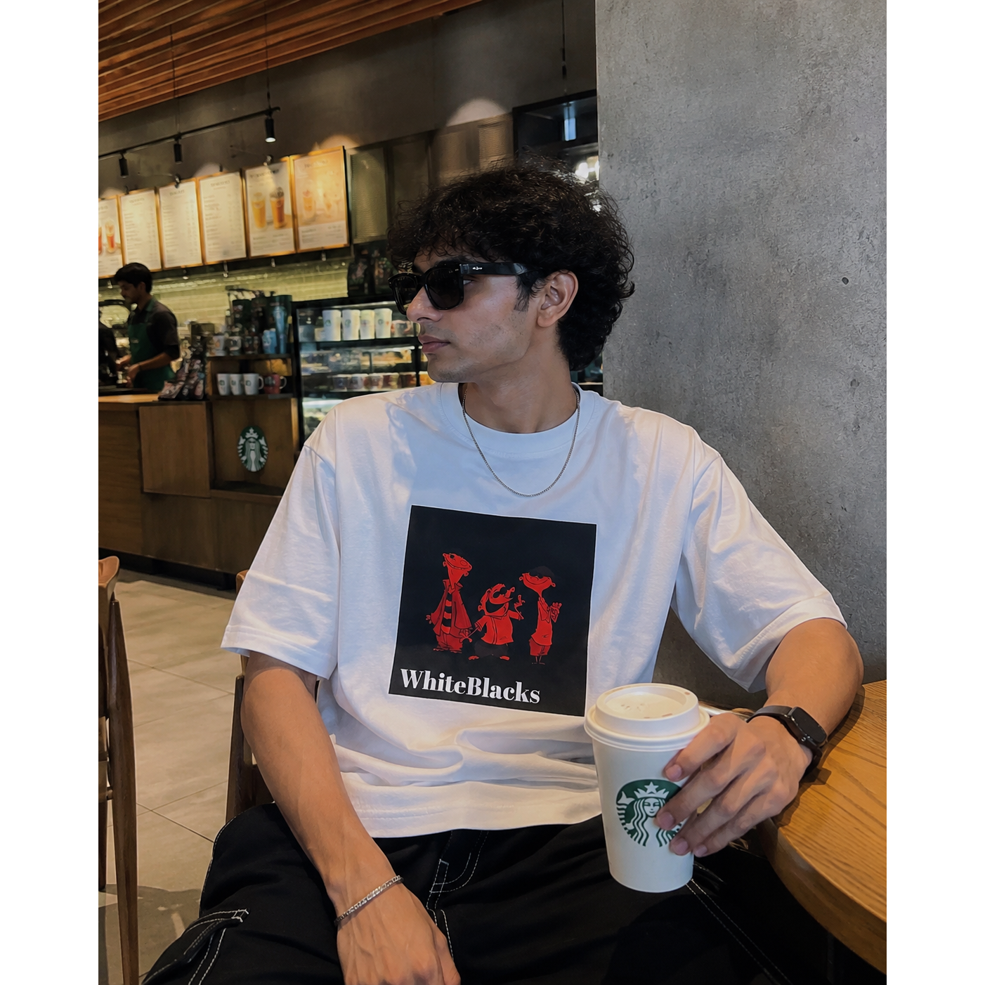 Retro Cartoon Trio Filtered Oversized Graphic T-Shirt | WhiteBlacks State of Mind Collection
