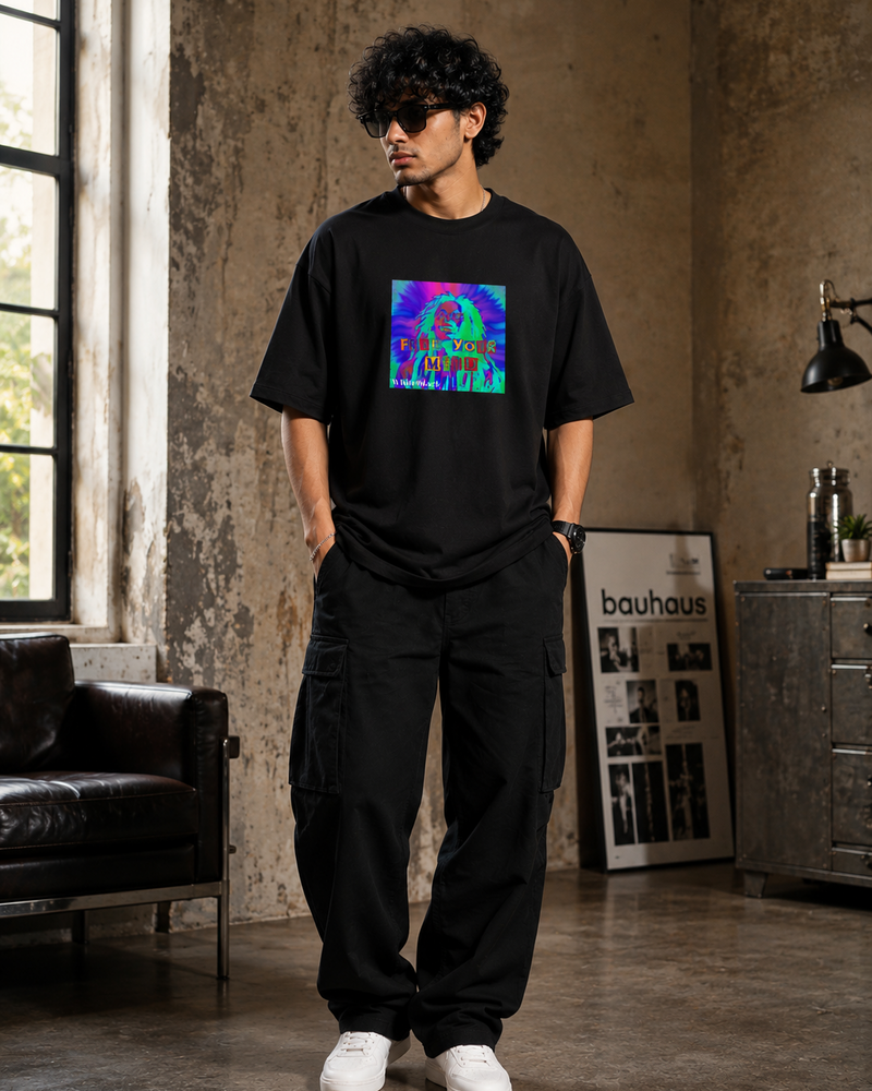 Free Your Mind Filtered Oversized Graphic T-Shirt