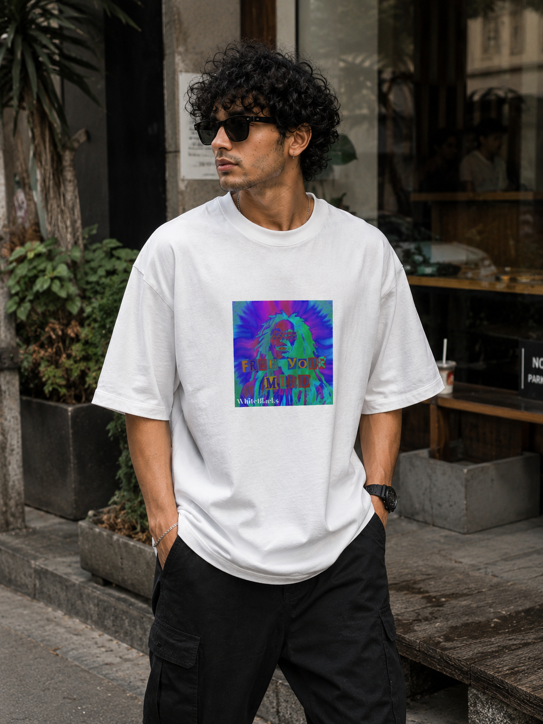 Free Your Mind Filtered Oversized Graphic T-Shirt