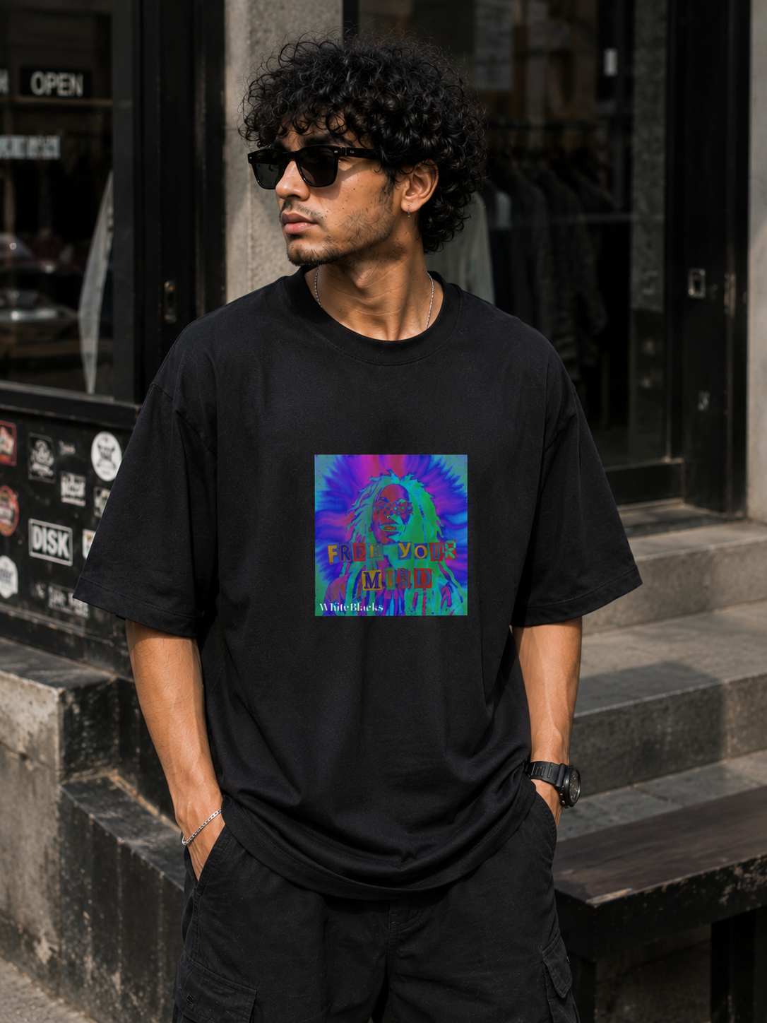 Free Your Mind Filtered Oversized Graphic T-Shirt