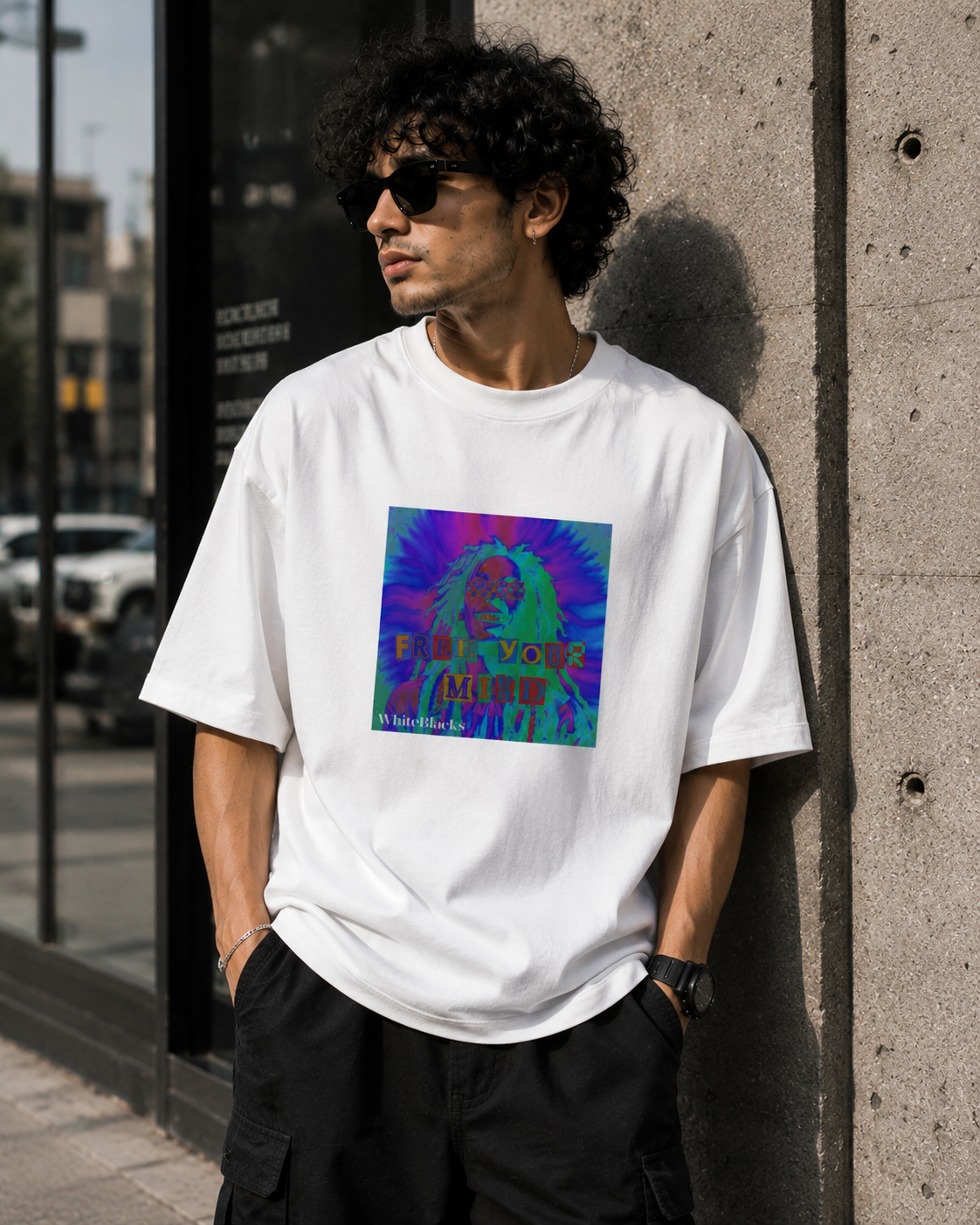 Free Your Mind Filtered Oversized Graphic T-Shirt