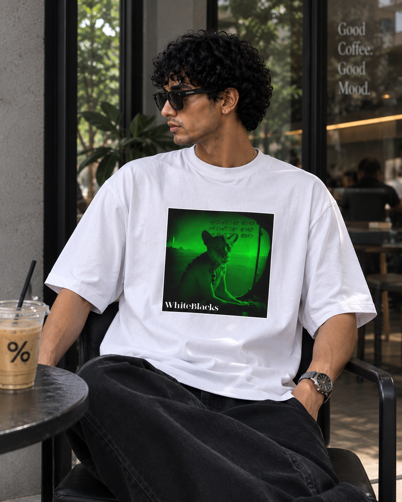 We Don't Take Advice Filtered Oversized Graphic T-Shirt