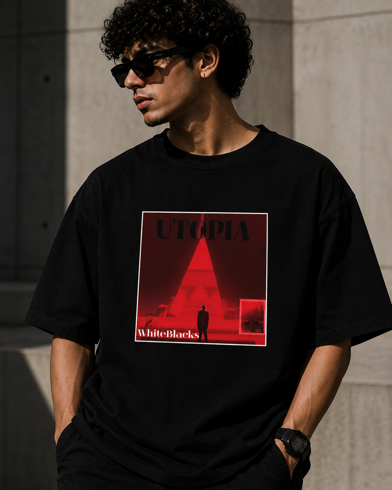 Utopia Filtered Oversized Graphic T-Shirt