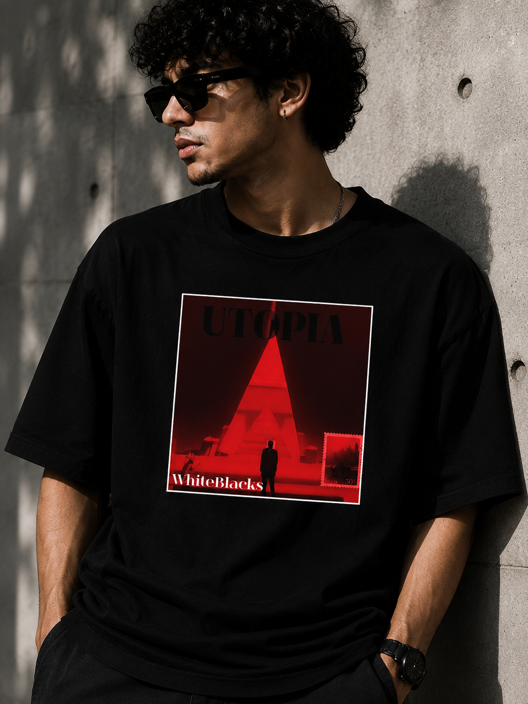 Utopia Filtered Oversized Graphic T-Shirt