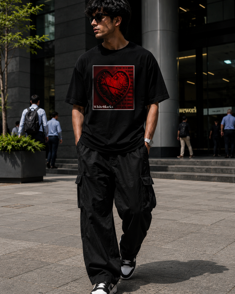 Never Been Broke Filtered Oversized Graphic T-Shirt