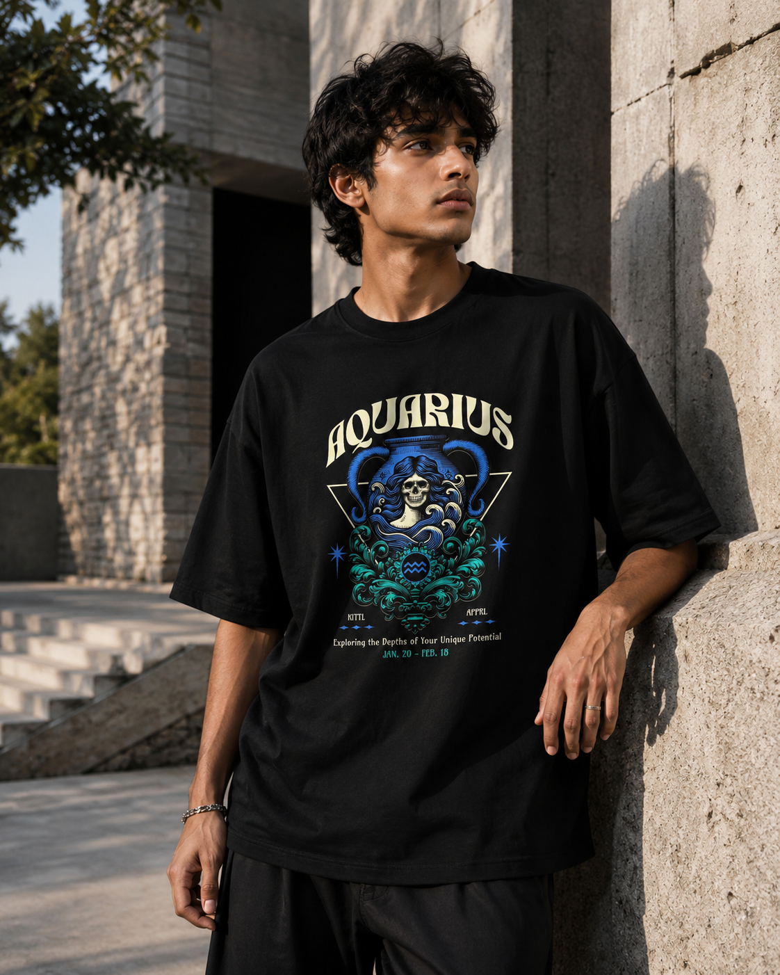 Aquarius Zodiac Oversized Graphic T-Shirt