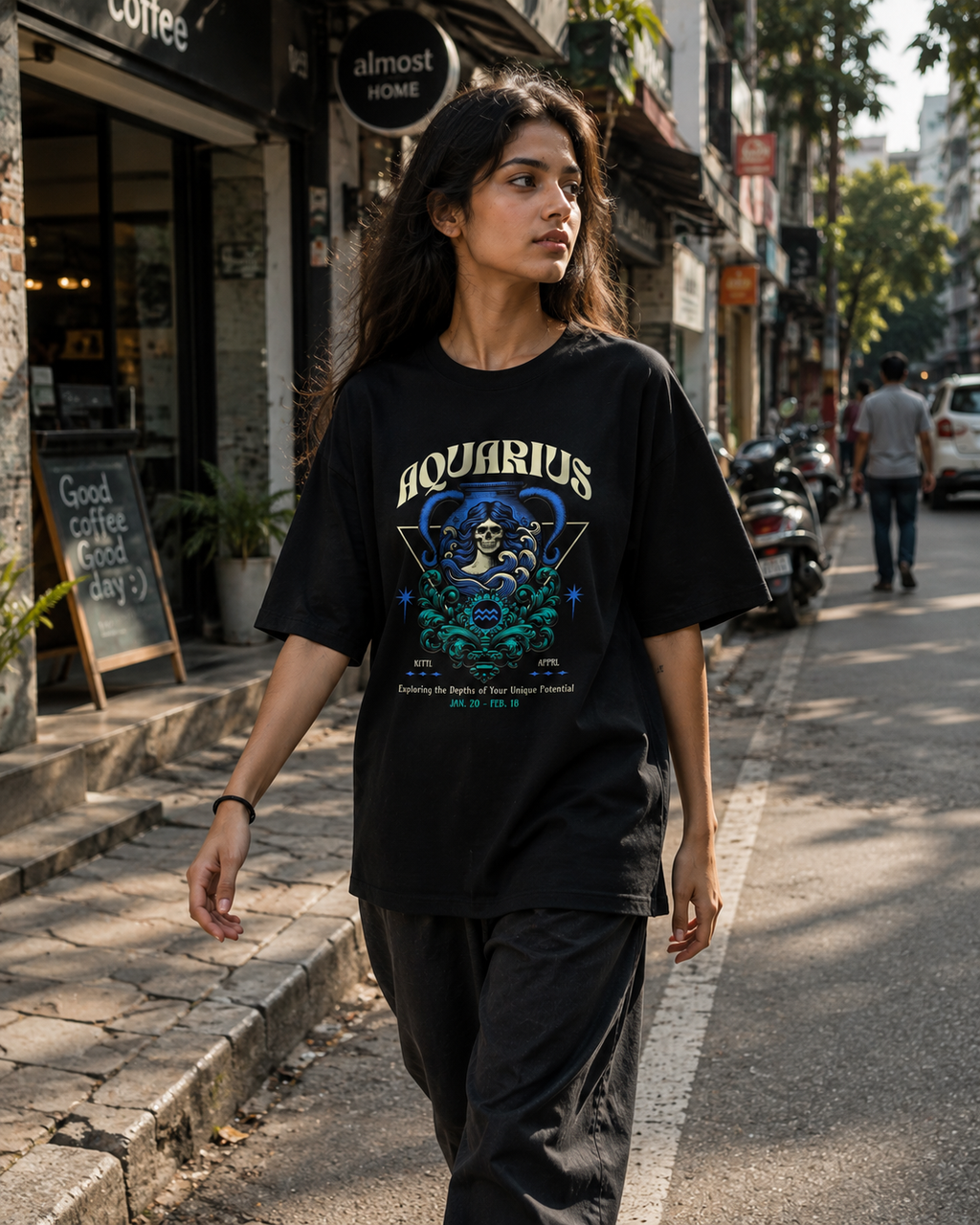 Aquarius Zodiac Oversized Graphic T-Shirt