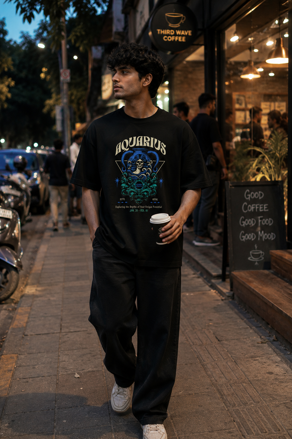 Aquarius Zodiac Oversized Graphic T-Shirt