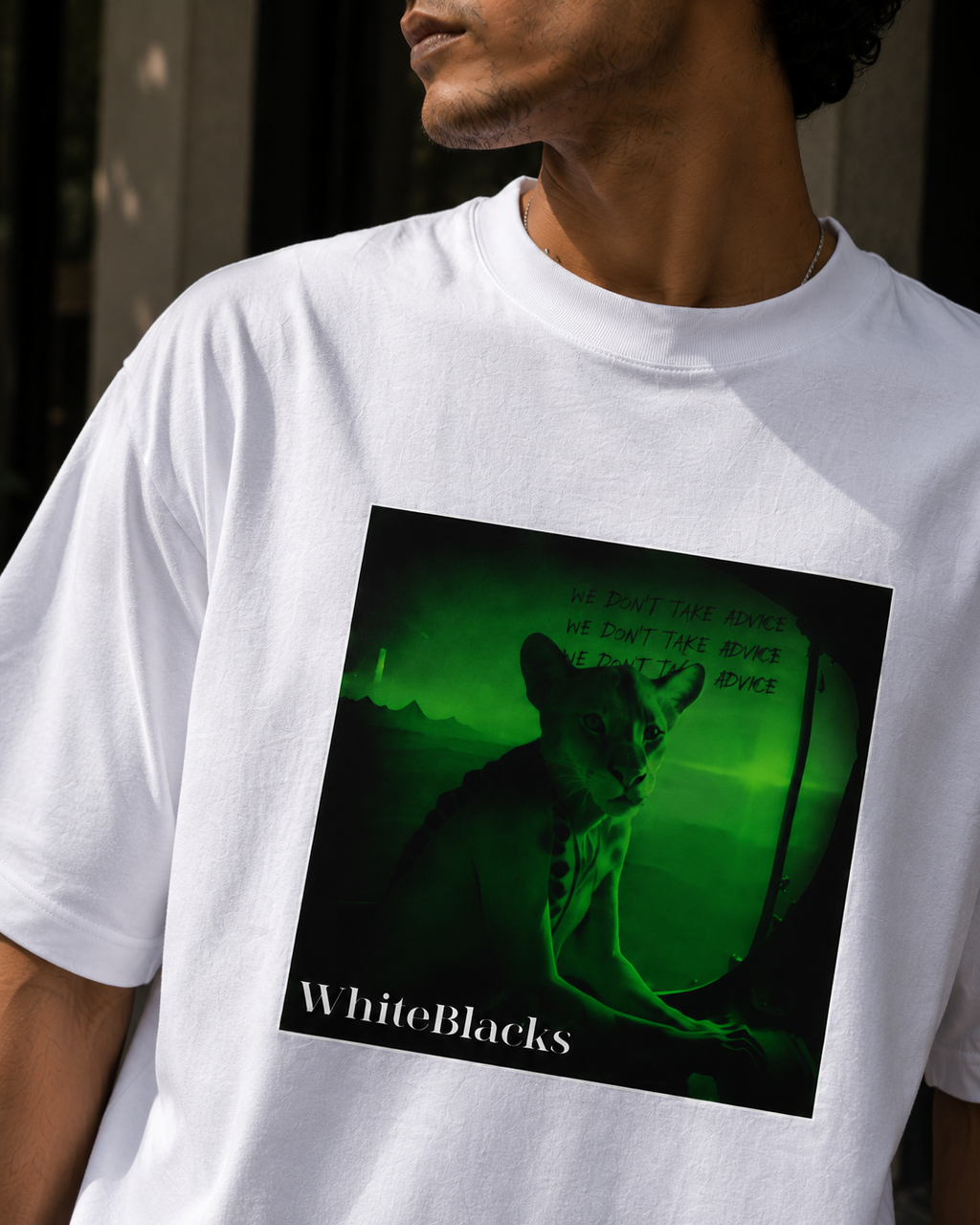 We Don't Take Advice Filtered Oversized Graphic T-Shirt