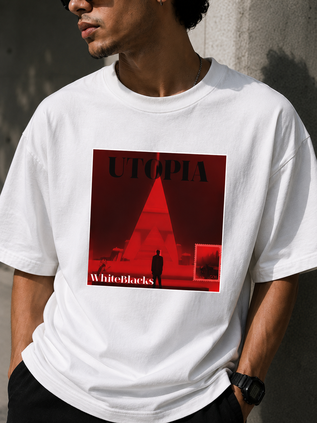 Utopia Filtered Oversized Graphic T-Shirt