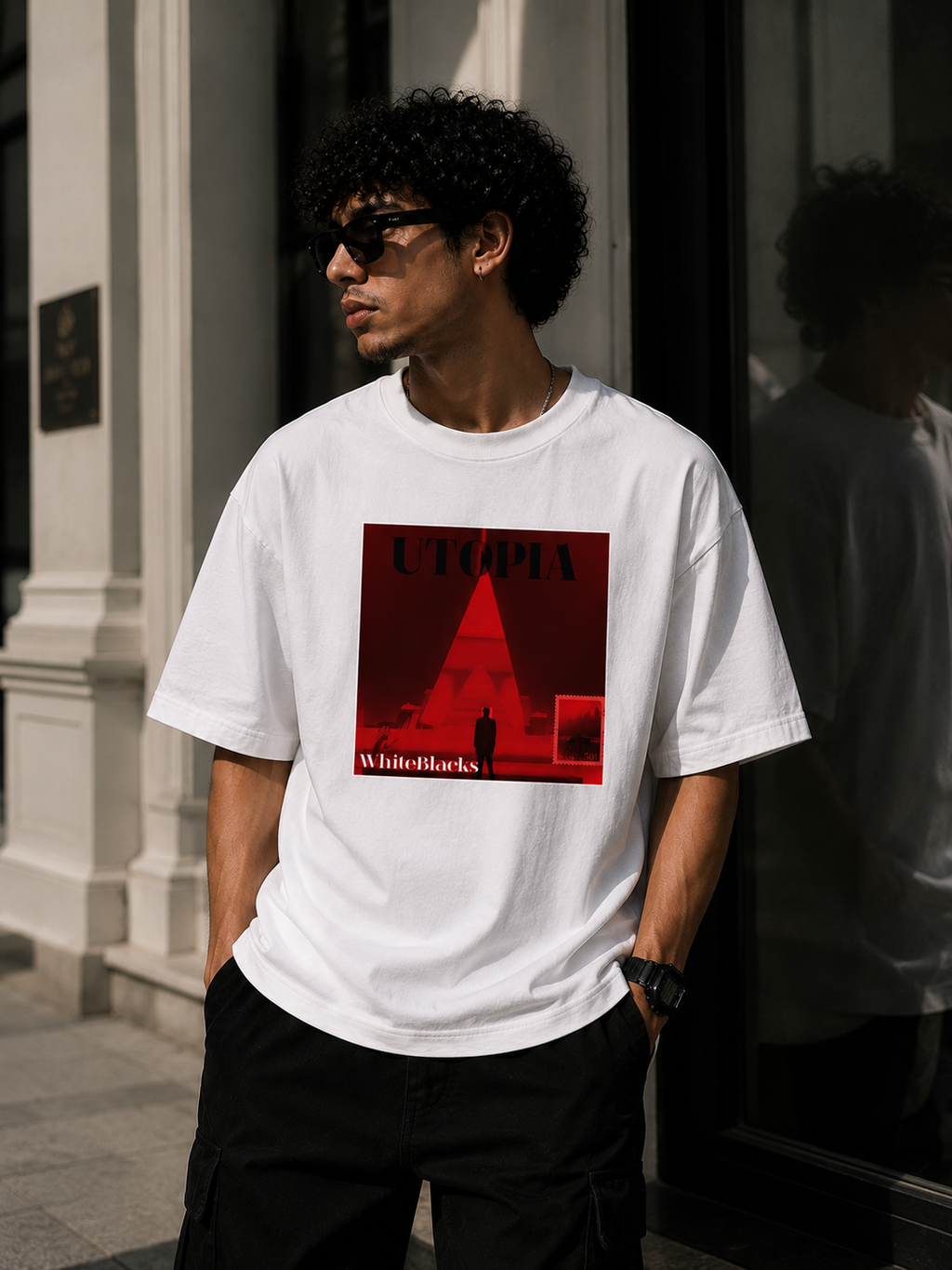 Utopia Filtered Oversized Graphic T-Shirt