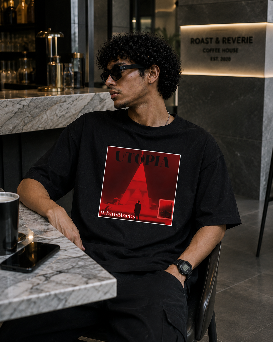 Utopia Filtered Oversized Graphic T-Shirt