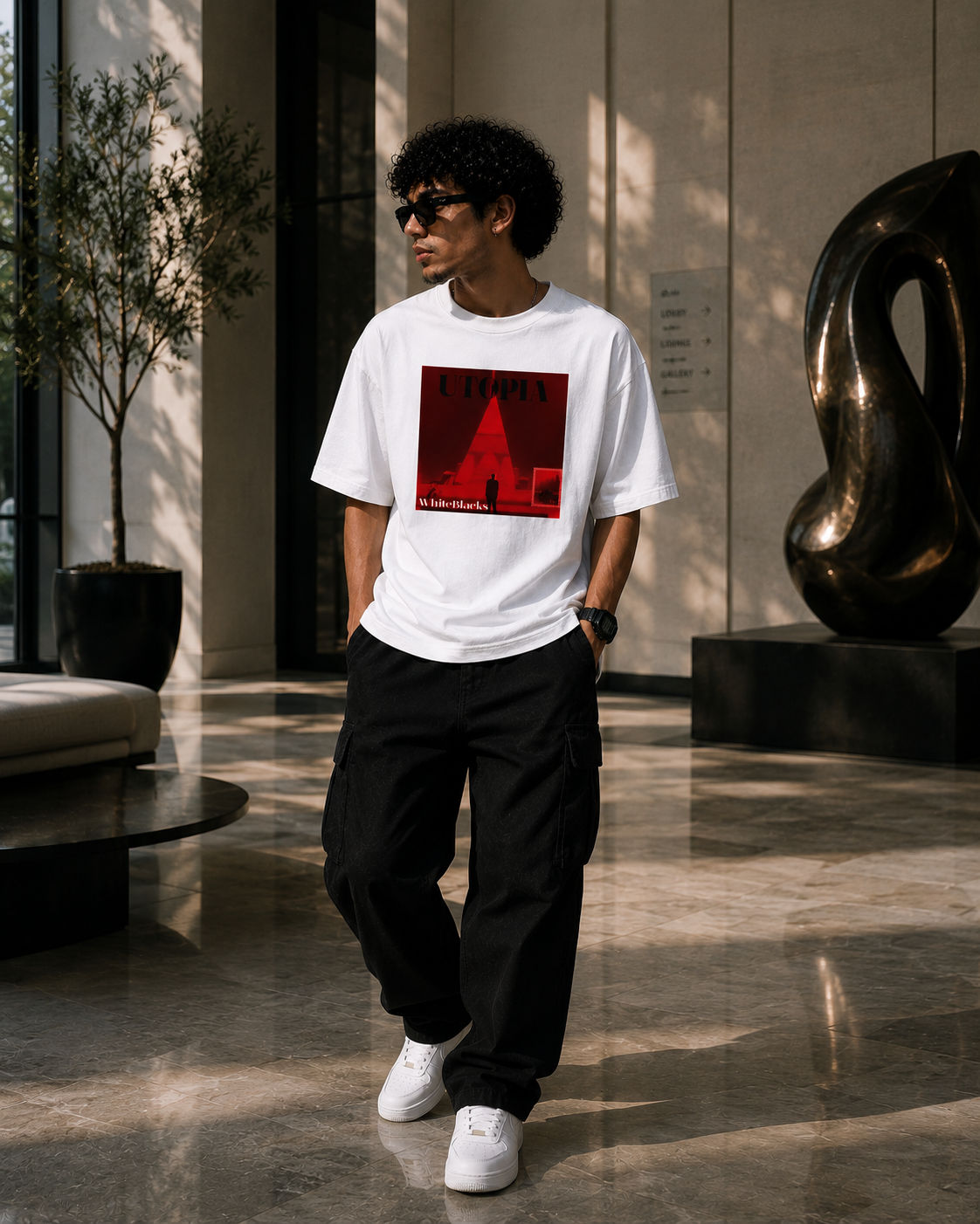 Utopia Filtered Oversized Graphic T-Shirt