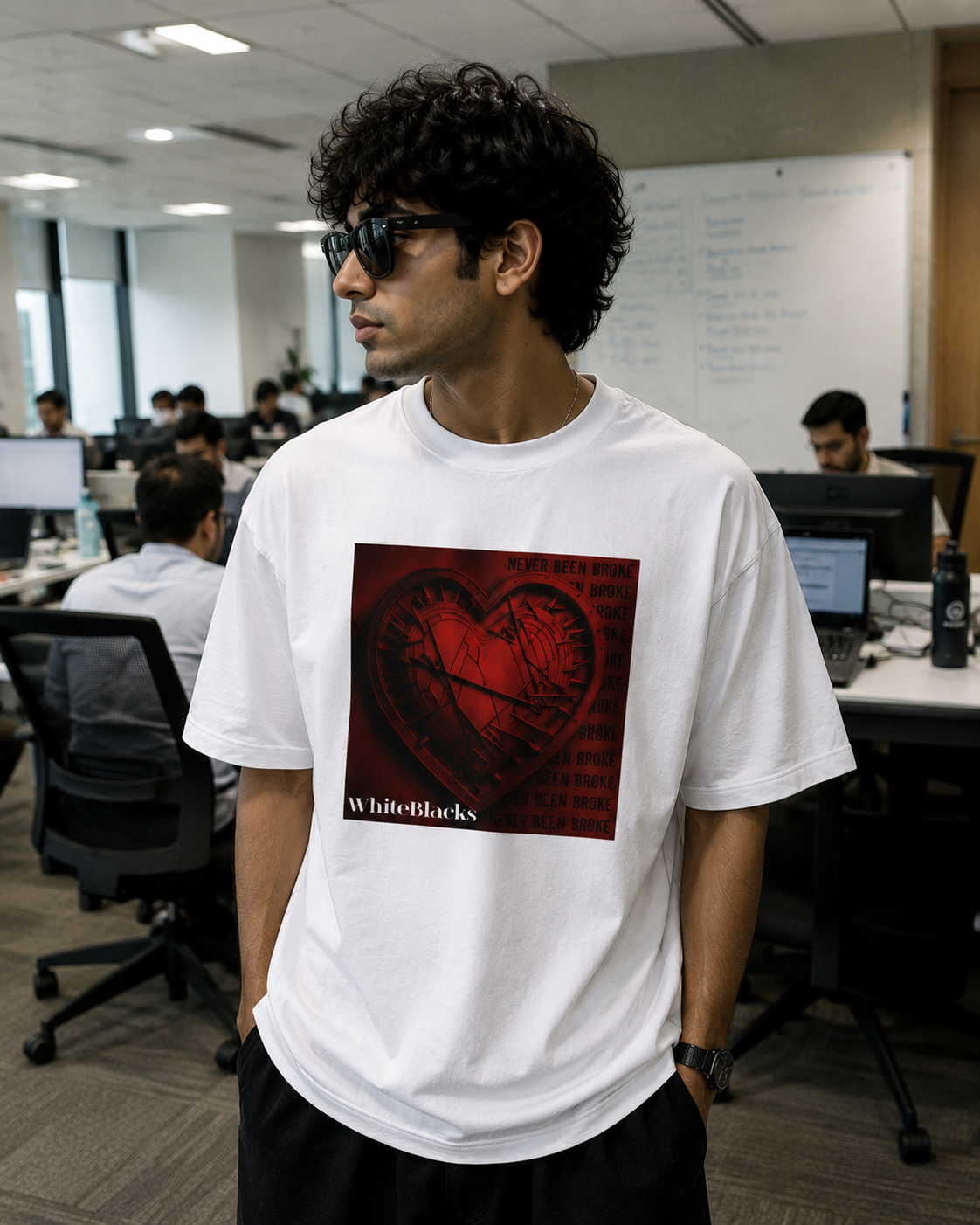 Never Been Broke Filtered Oversized Graphic T-Shirt
