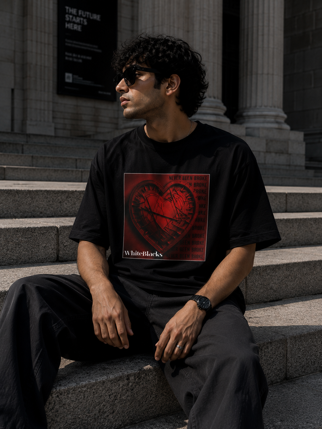 Never Been Broke Filtered Oversized Graphic T-Shirt