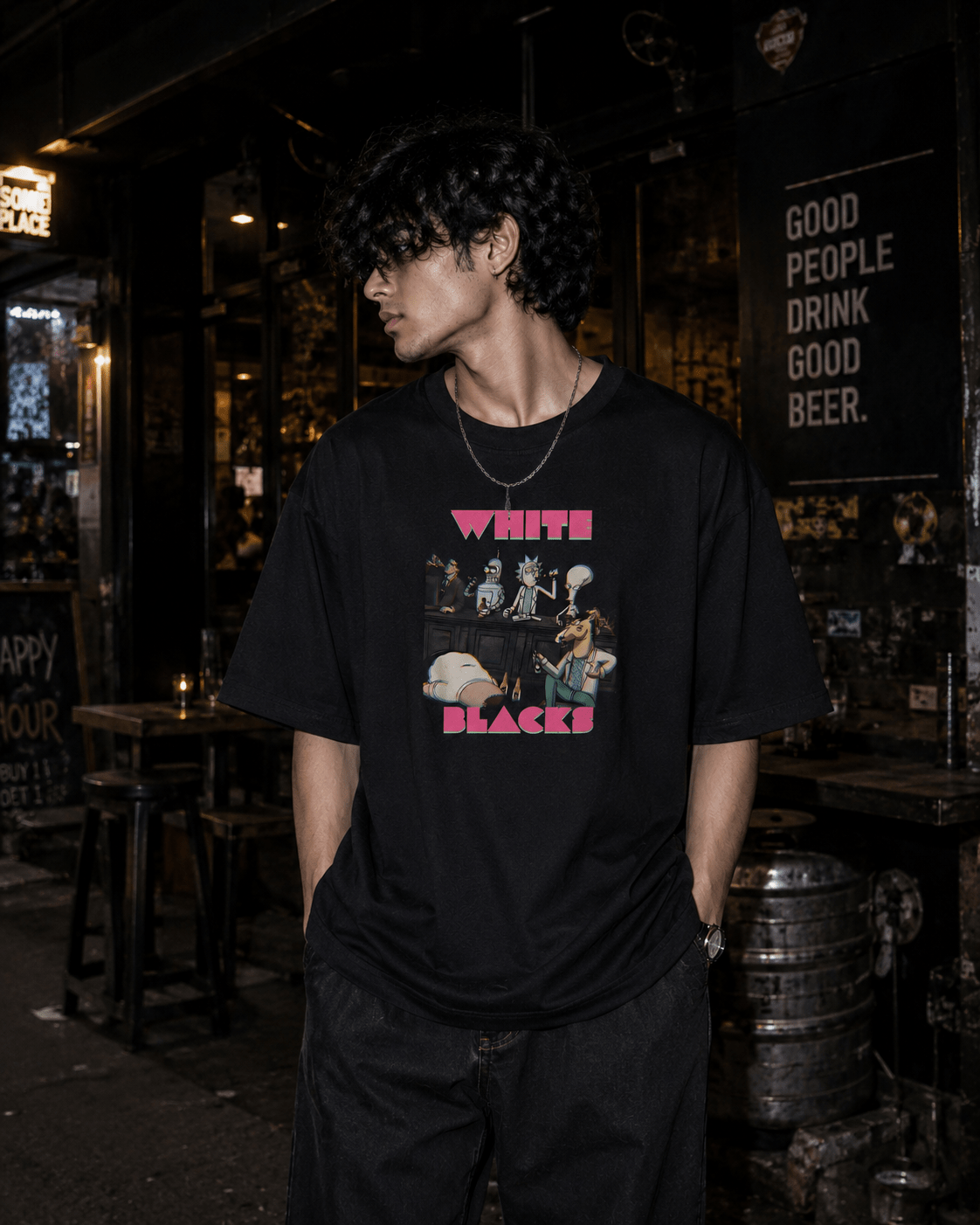 After Hours Oversized Graphic T-Shirt - WhiteBlacks