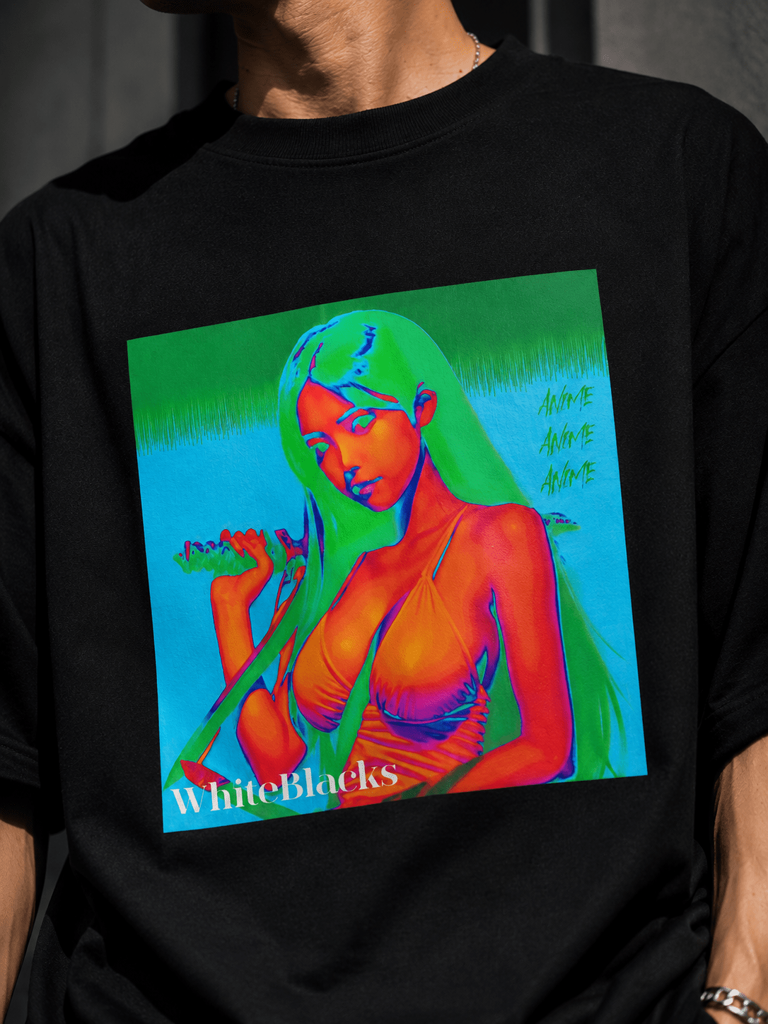 Anime Color Oversized Graphic T-Shirt - WhiteBlacks