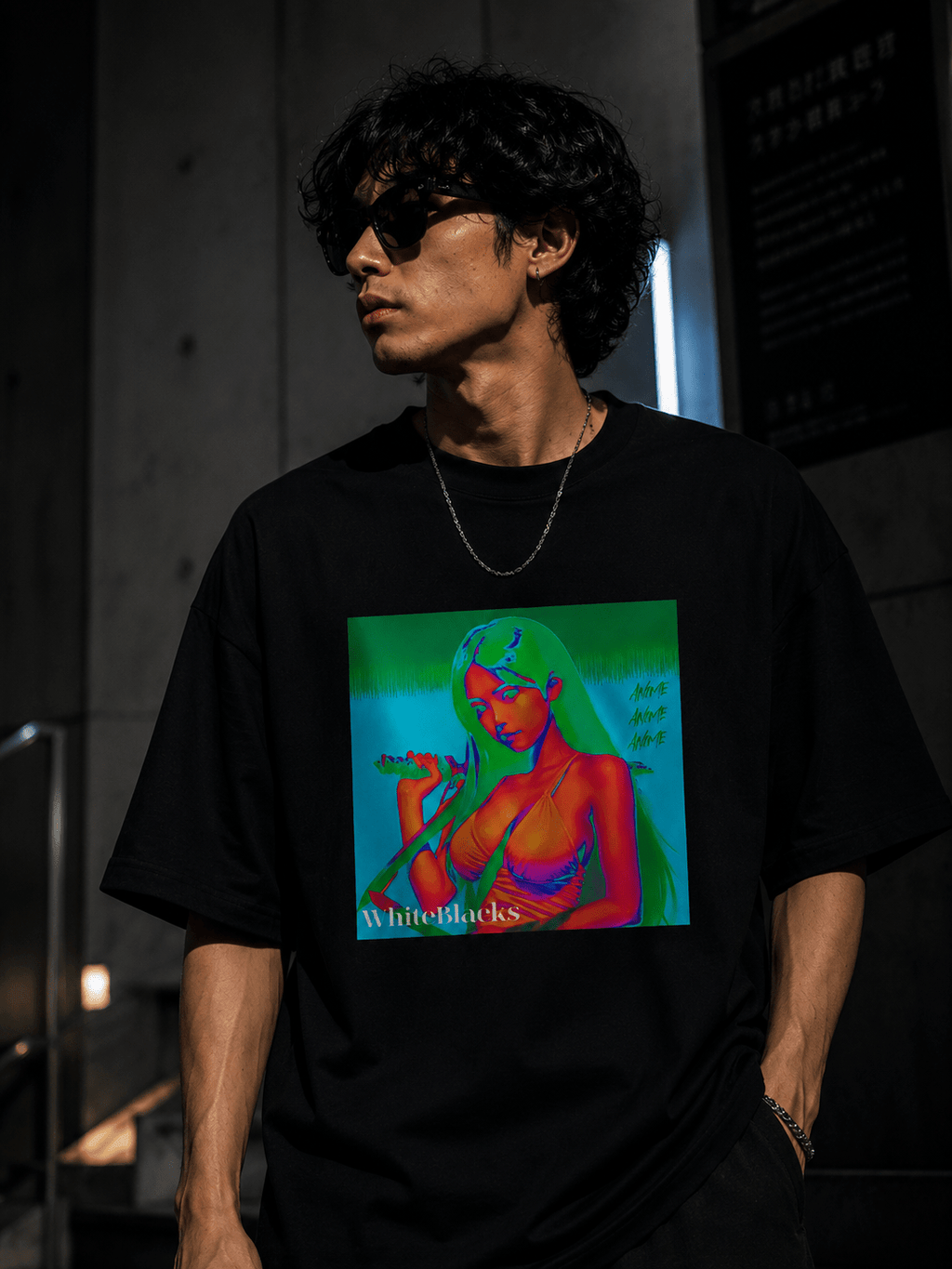 Anime Color Oversized Graphic T-Shirt - WhiteBlacks