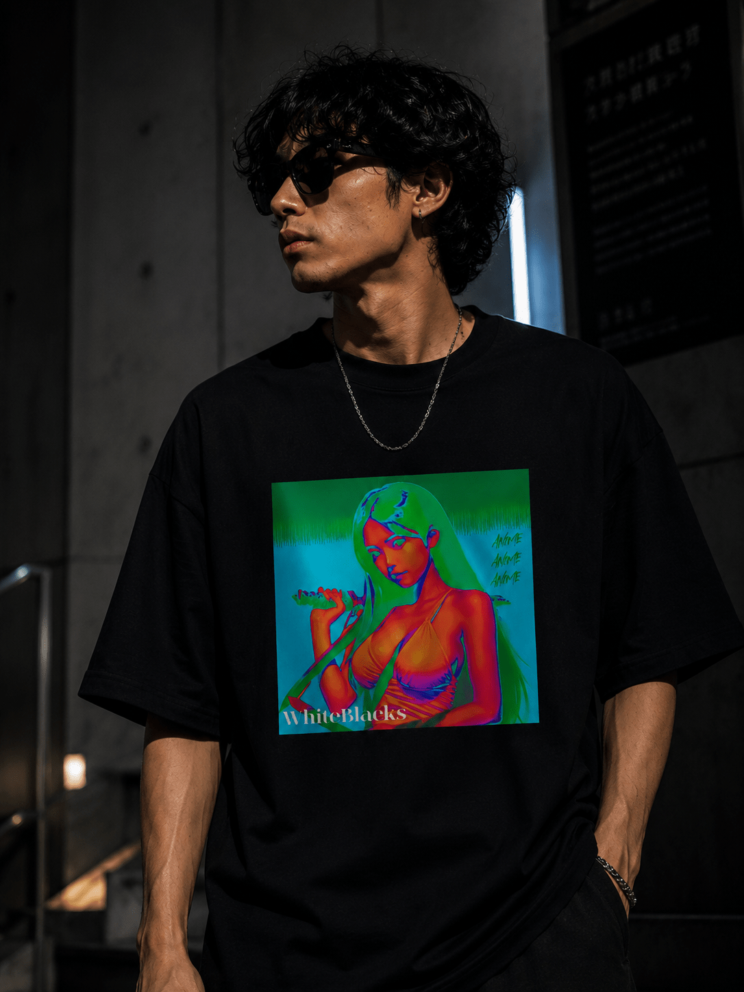 Anime Color Oversized Graphic T-Shirt - WhiteBlacks