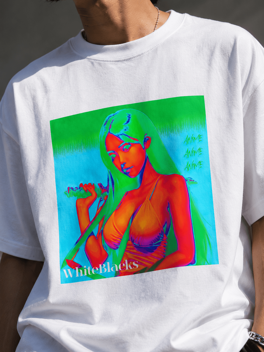 Anime Color Oversized Graphic T-Shirt - WhiteBlacks
