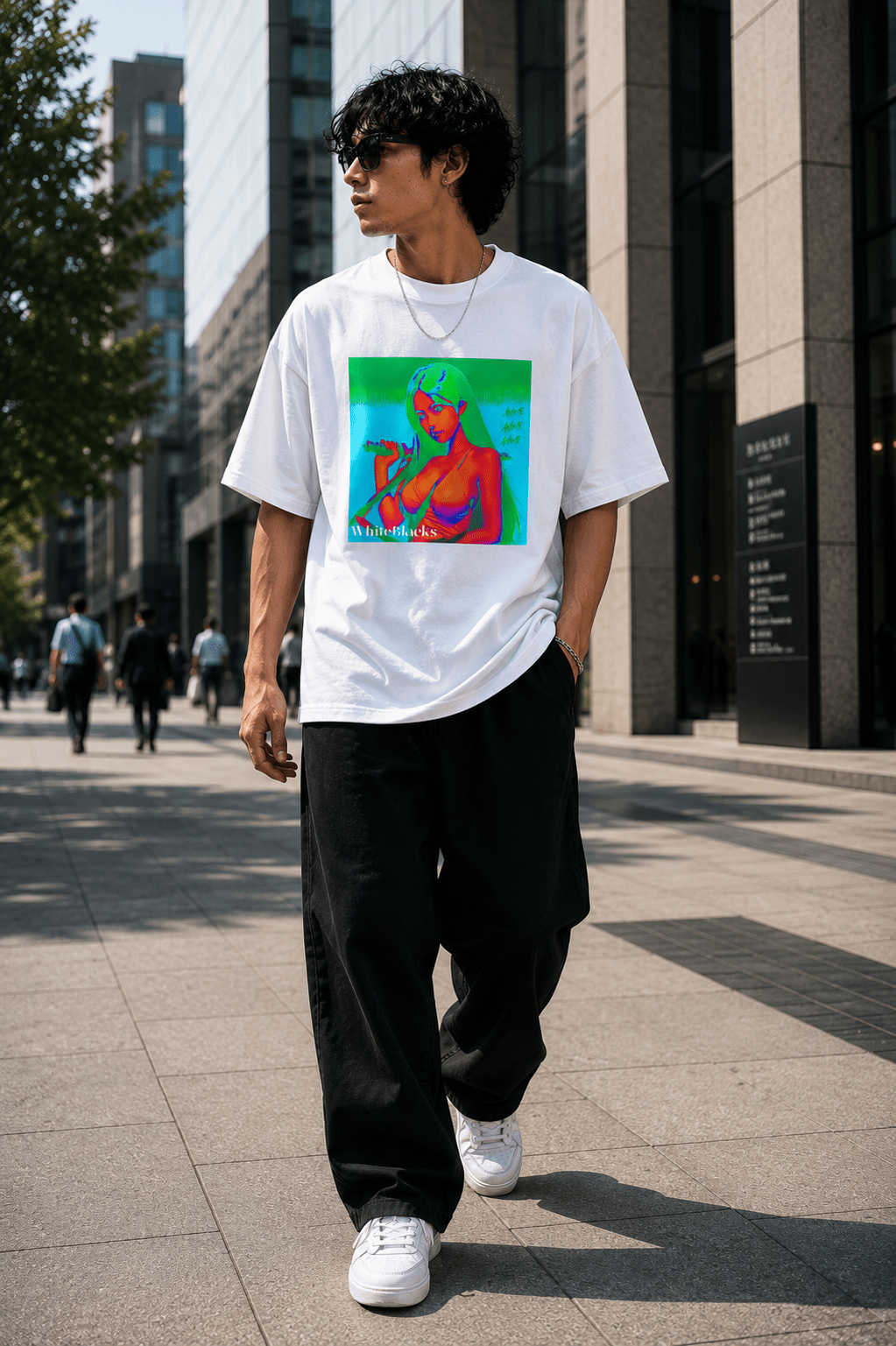 Anime Color Oversized Graphic T-Shirt - WhiteBlacks