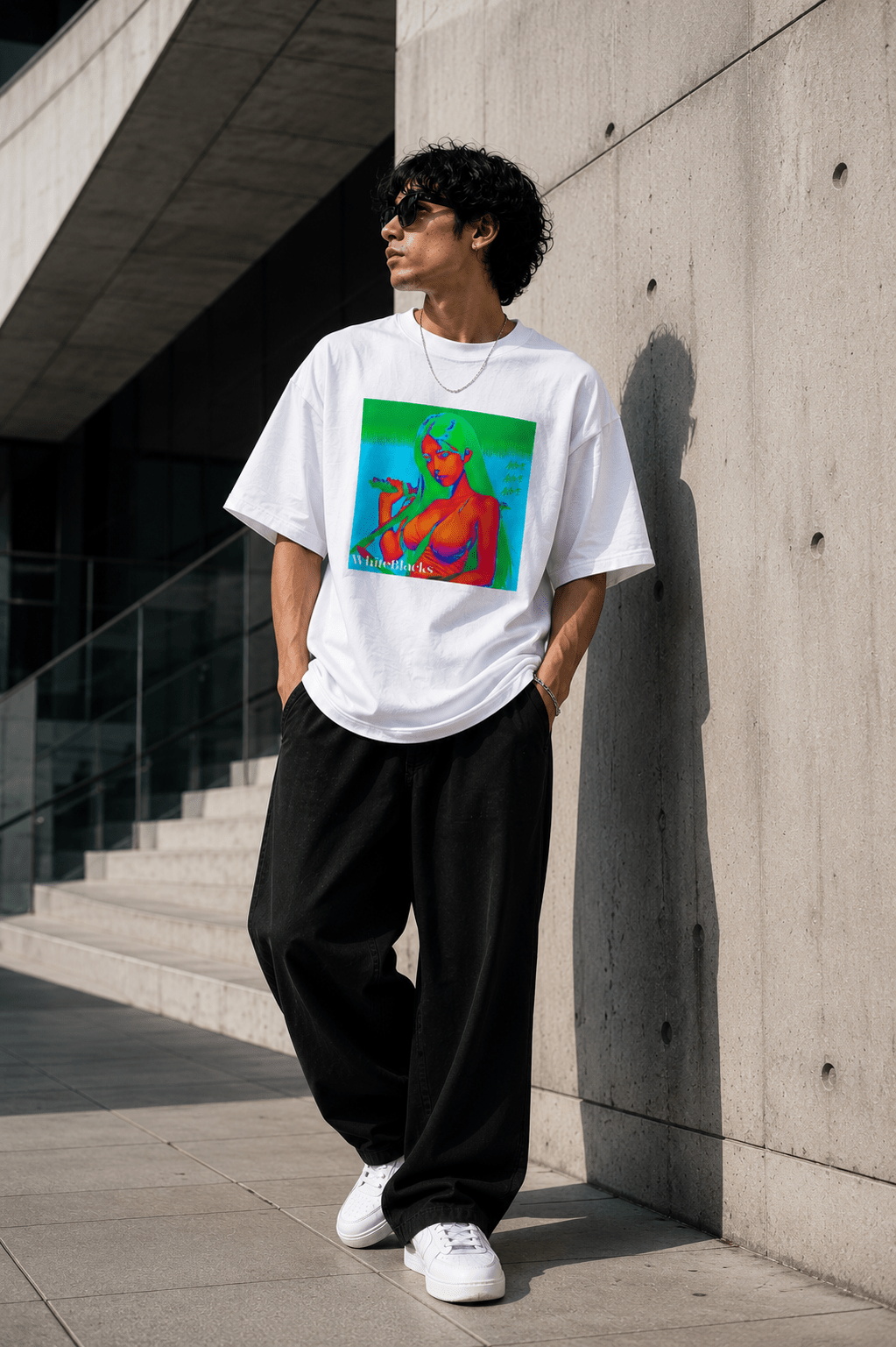 Anime Color Oversized Graphic T-Shirt - WhiteBlacks