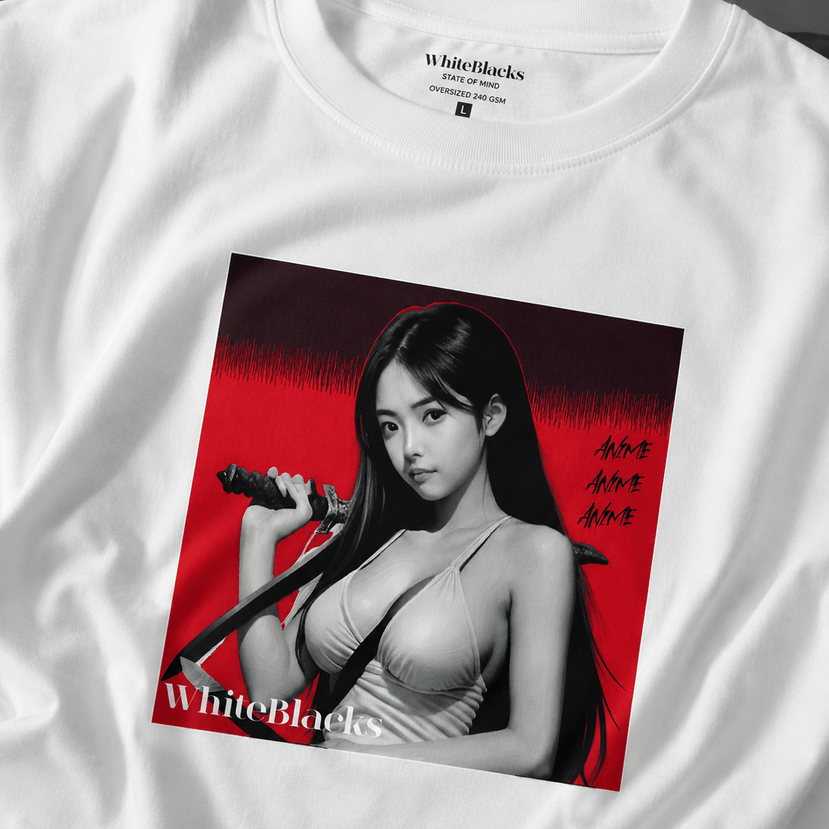 Anime Oversized Graphic T-Shirt - WhiteBlacks