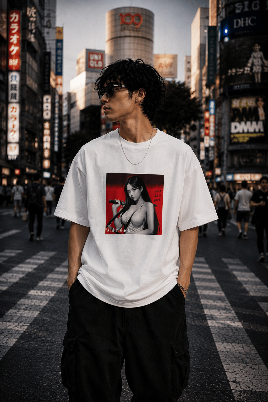 Anime Oversized Graphic T-Shirt - WhiteBlacks