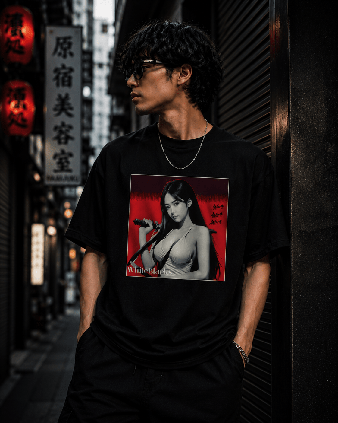 Anime Oversized Graphic T-Shirt - WhiteBlacks