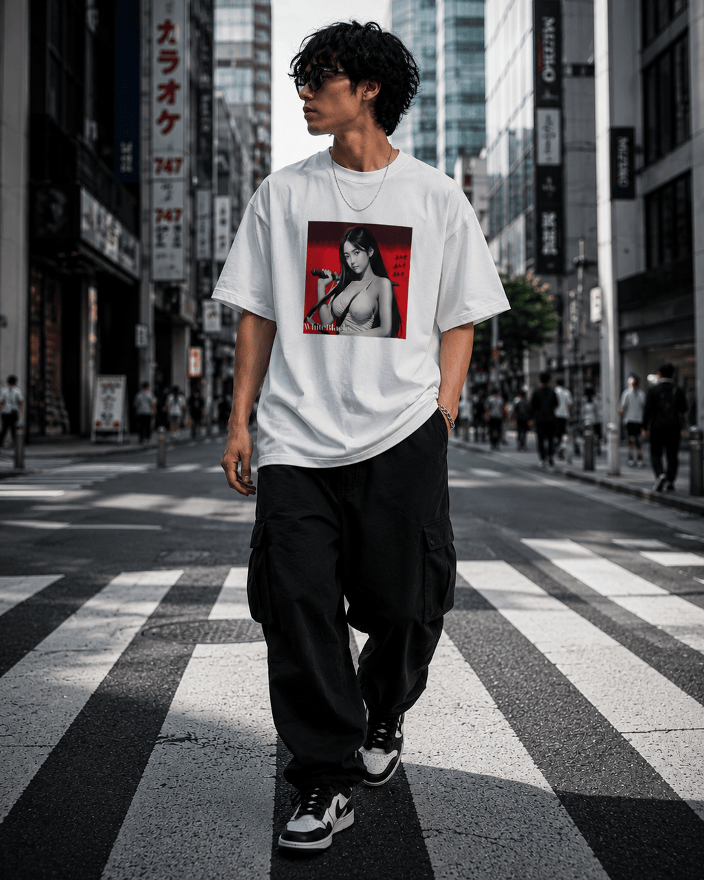 Anime Oversized Graphic T-Shirt - WhiteBlacks