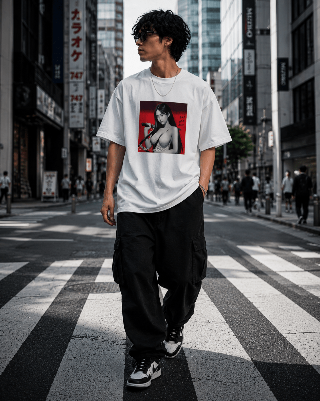 Anime Oversized Graphic T-Shirt - WhiteBlacks