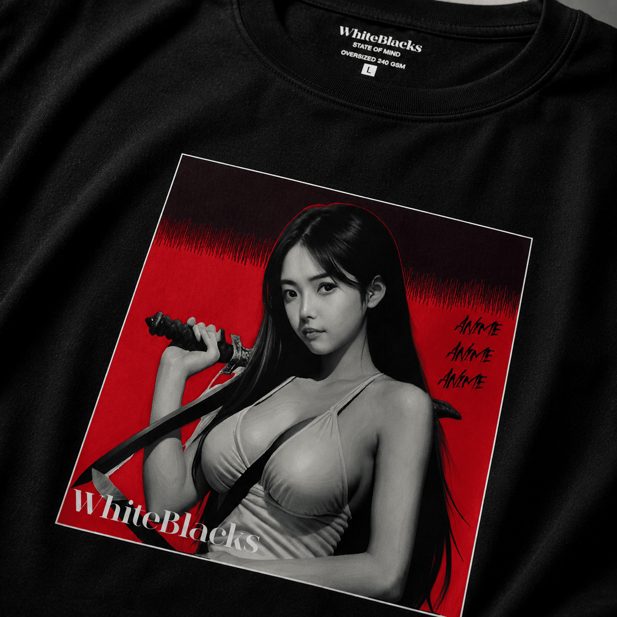 Anime Oversized Graphic T-Shirt - WhiteBlacks