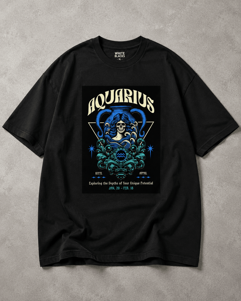 Aquarius Zodiac Oversized Graphic T-Shirt - WhiteBlacks