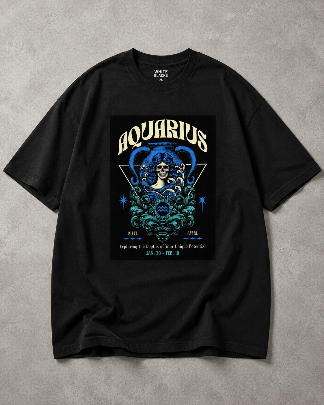 Aquarius Zodiac Oversized Graphic T-Shirt - WhiteBlacks