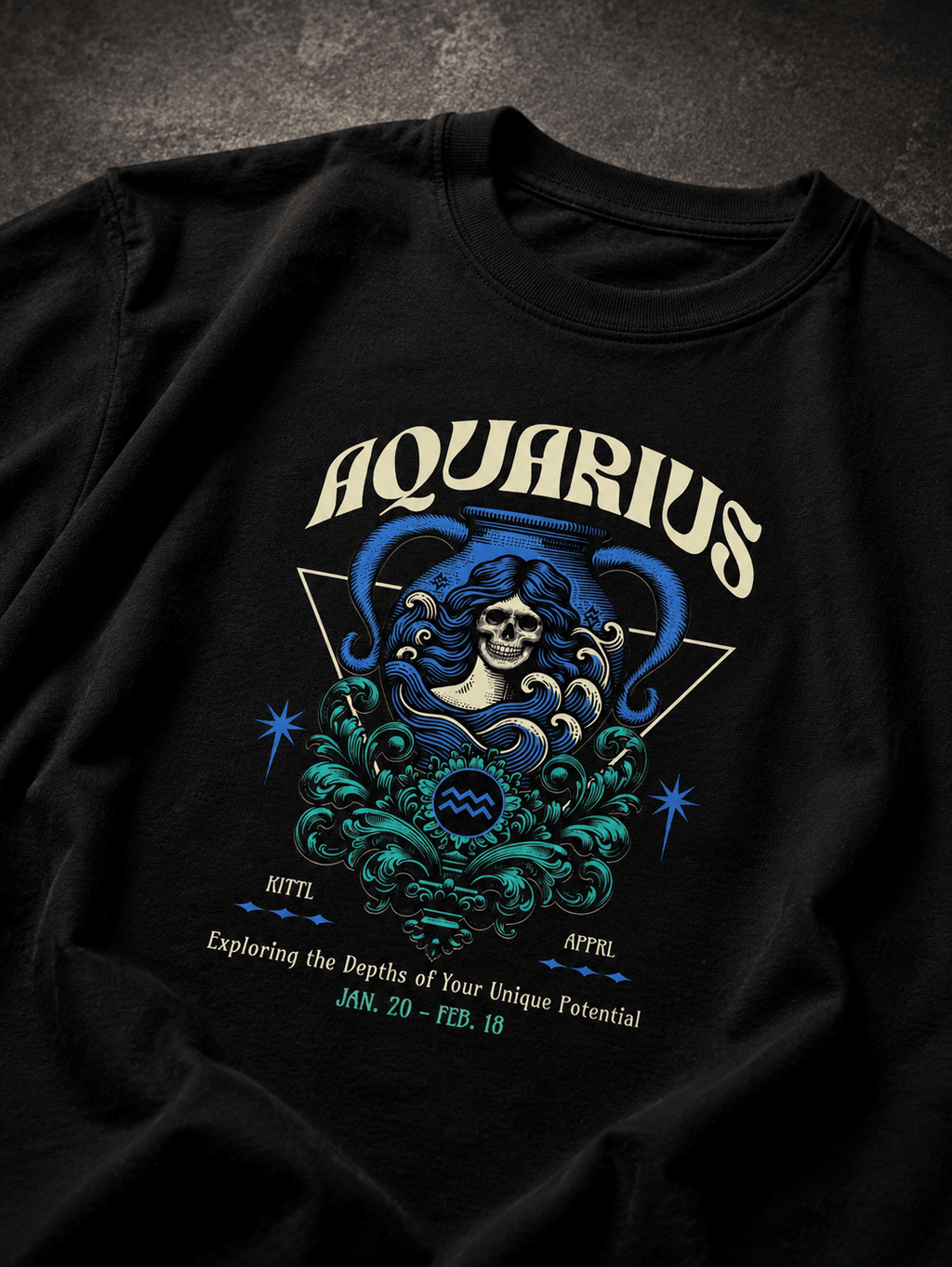 Aquarius Zodiac Oversized Graphic T-Shirt - WhiteBlacks