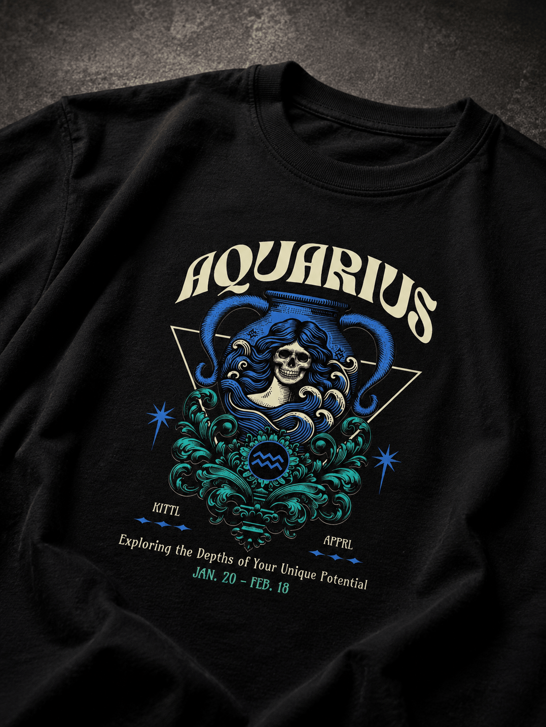 Aquarius Zodiac Oversized Graphic T-Shirt - WhiteBlacks