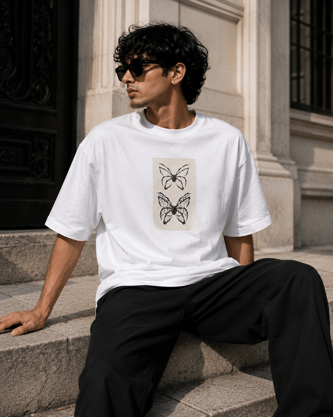Black Widow Oversized Graphic T-Shirt - WhiteBlacks