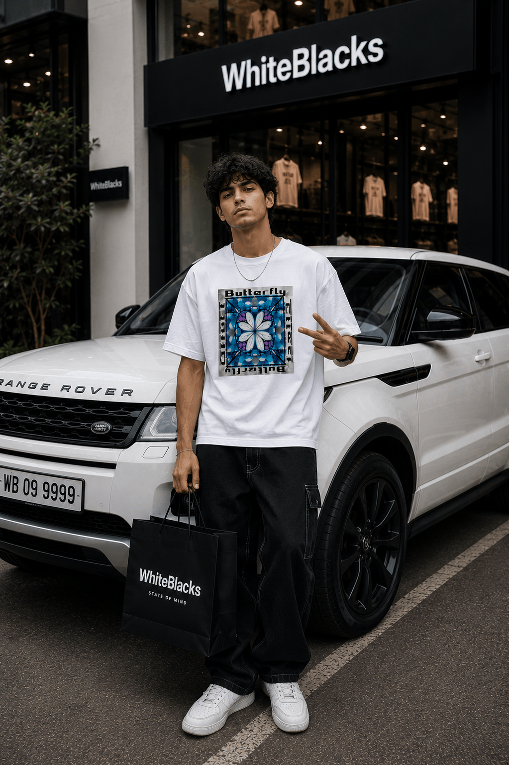 Butterfly Oversized Graphic T-Shirt - WhiteBlacks